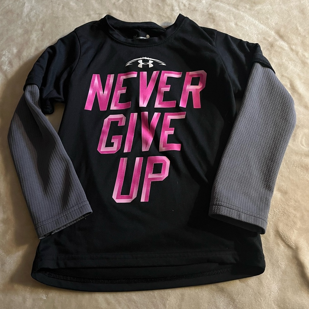 Under Armour Black and Pink Kids Shirt Size 5